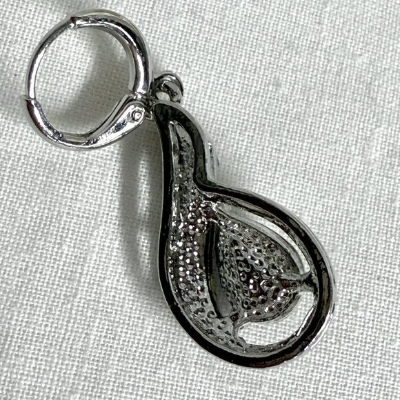 Rainbow Teardrop Crystal & Rhinestone Silver Tone Drop Earrings - Picture 4 of 9